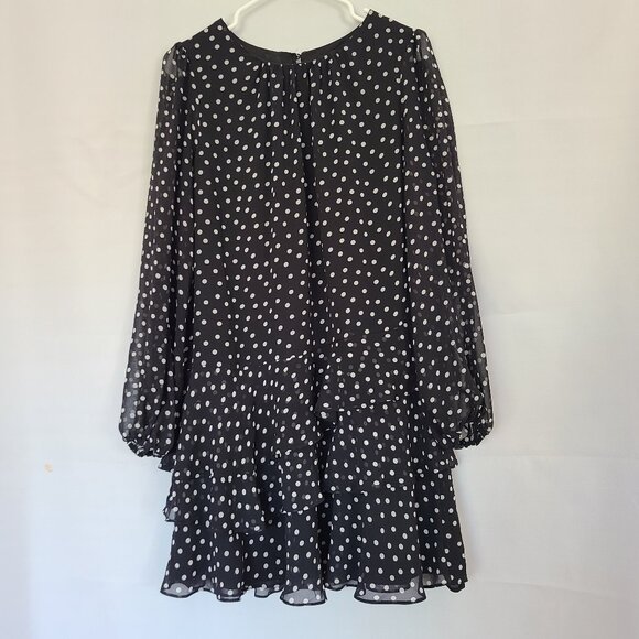 Express Dresses & Skirts - Express Black White Polka Dot Balloon Sleeve Flowy Sheer Dress Size Large